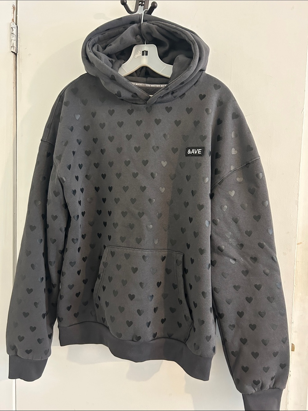 Ladies ampersand ave navy Heart-Print Hoodie Sweater
